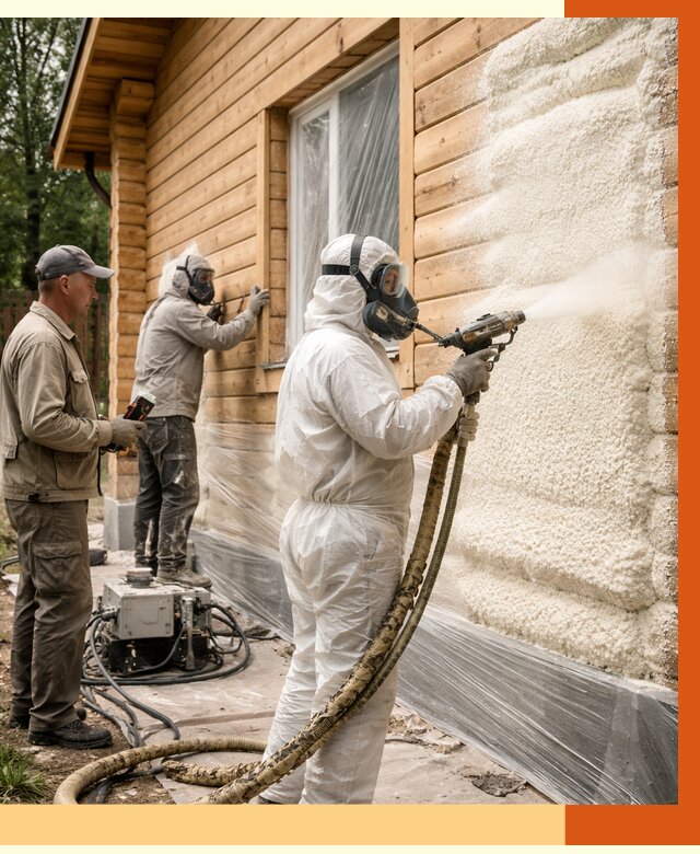 Утепление дома из бруса ППУ в Арсеньеве от 3958 руб/м2 под ключ | ТепломастерРсн