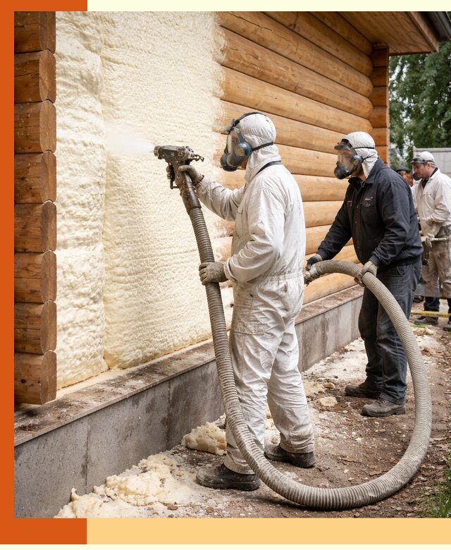 Утепление дома из бруса пенополиуретаном в Арсеньеве