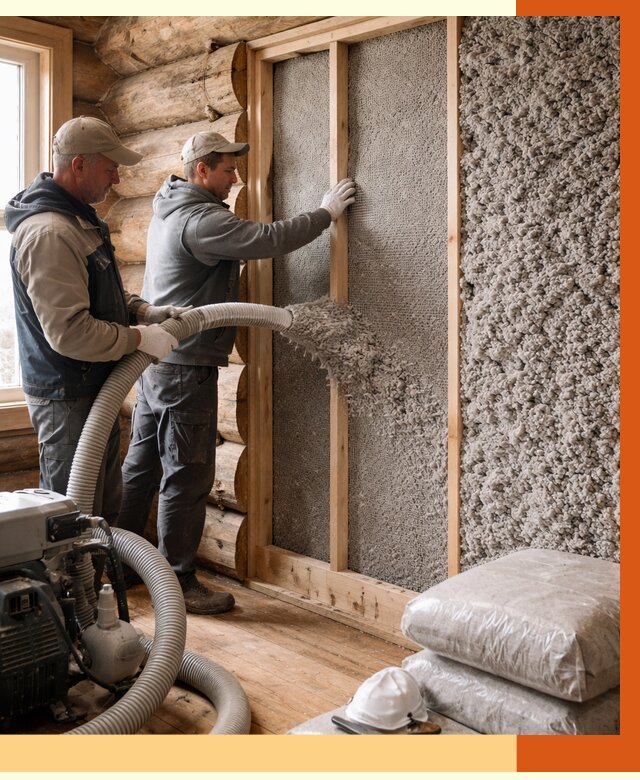 Утепление бревенчатого дома эковатой в Арсеньеве от 2827 руб. | ТепломастерРсн