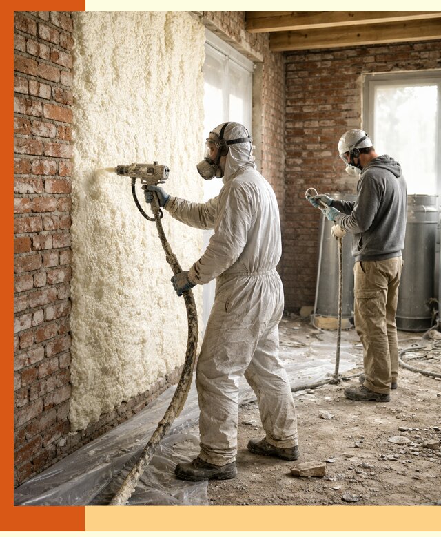 Утепление кирпичного дома пенополиуретаном в Арсеньеве