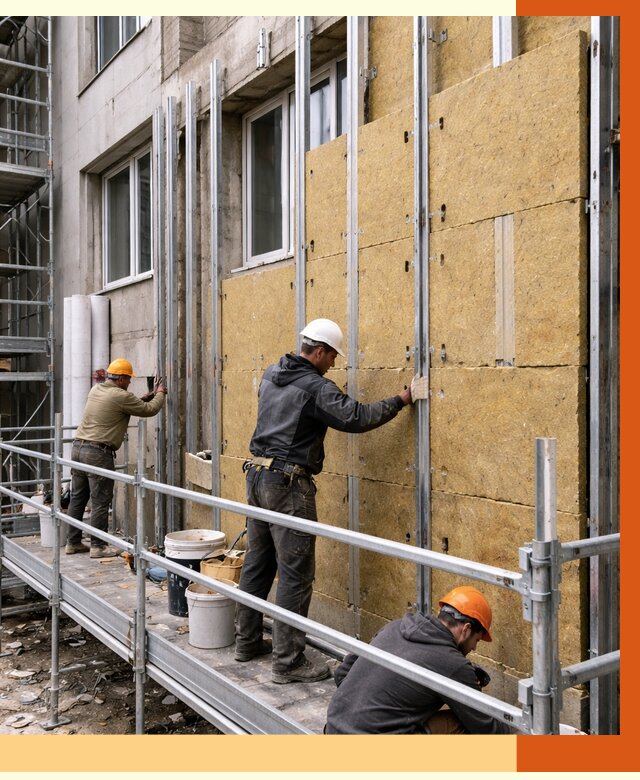 Утепление вентилируемого фасада в Арсеньеве от 5757 руб/м2 — монтаж и утепление вентфасад | ТепломастерРсн