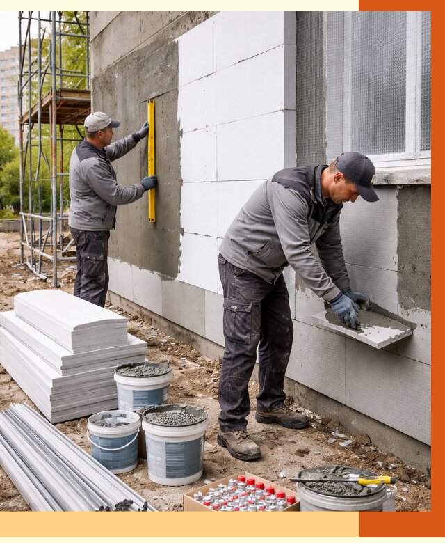 Утепление фасада и стен снаружи в Арсеньеве от 4318 руб. | ТепломастерРсн