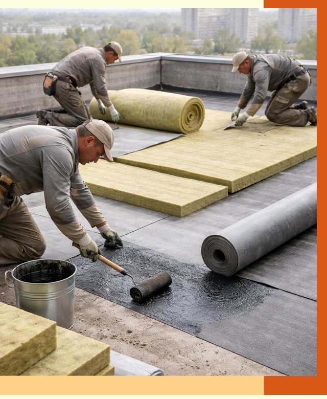 Утепление плоской крыши в Арсеньеве от 7402 руб./м2 под ключ | ТепломастерРсн