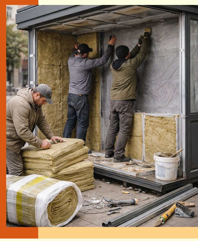 Утепление павильона шаурмы под ключ в Арсеньеве