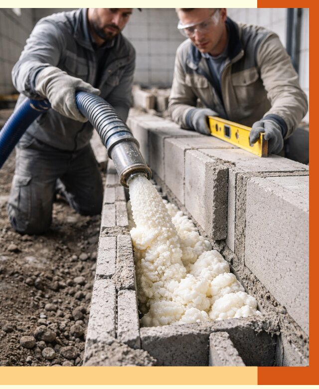 Заполнение колодцевой кладки ППУ в Арсеньеве от 4318 руб. за м2 | ТепломастерРсн