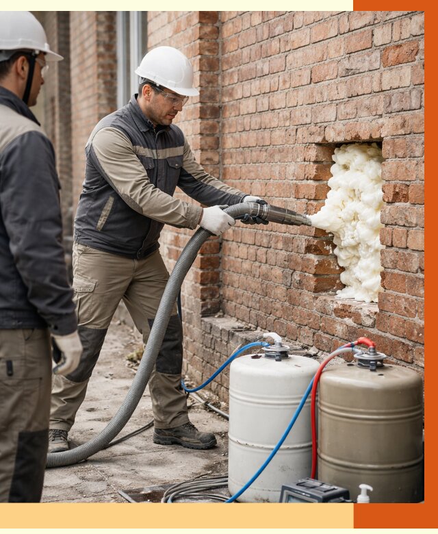 Заливка ППУ в пустоты кирпичной стены в Арсеньеве от 2827 руб. | ТепломастерРсн