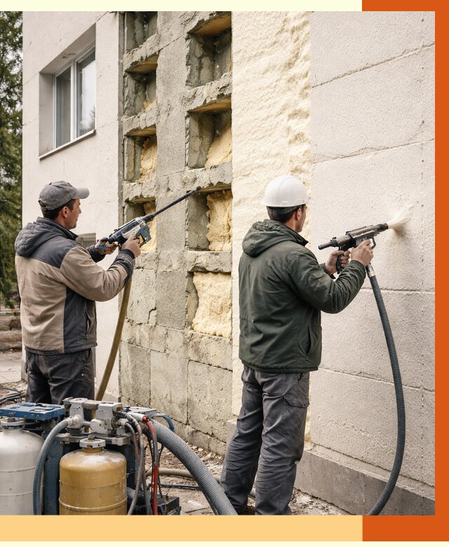 Заполнение пустот фасада в Арсеньеве от 4626 руб. — утепление пустот облицовки | ТепломастерРсн