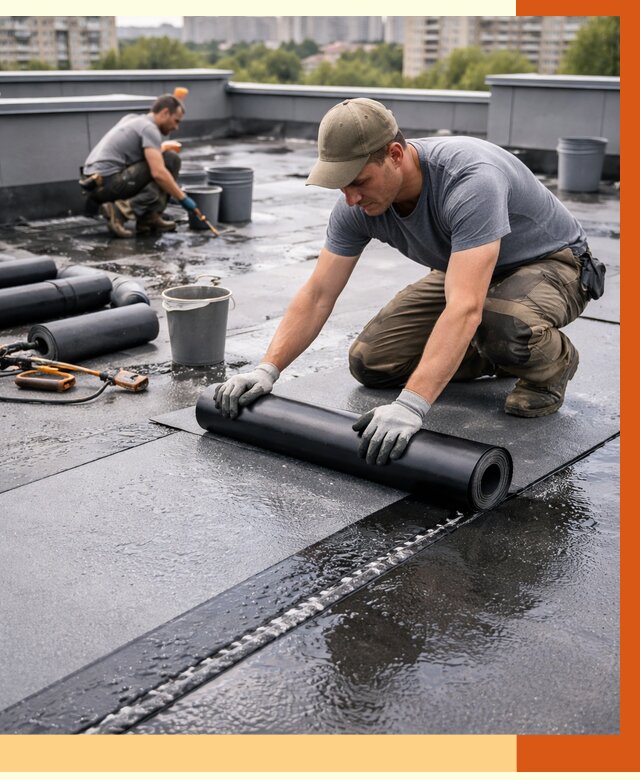 Гидроизоляция плоской кровли в Арсеньеве от 4626 руб./м2 — профессионально | ТепломастерРсн