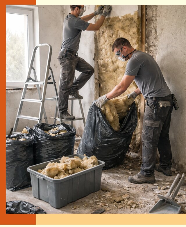 Демонтаж старого утеплителя и вывоз отходов в Арсеньеве