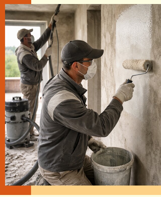 Подготовка поверхности под напыление утеплителя в Арсеньеве