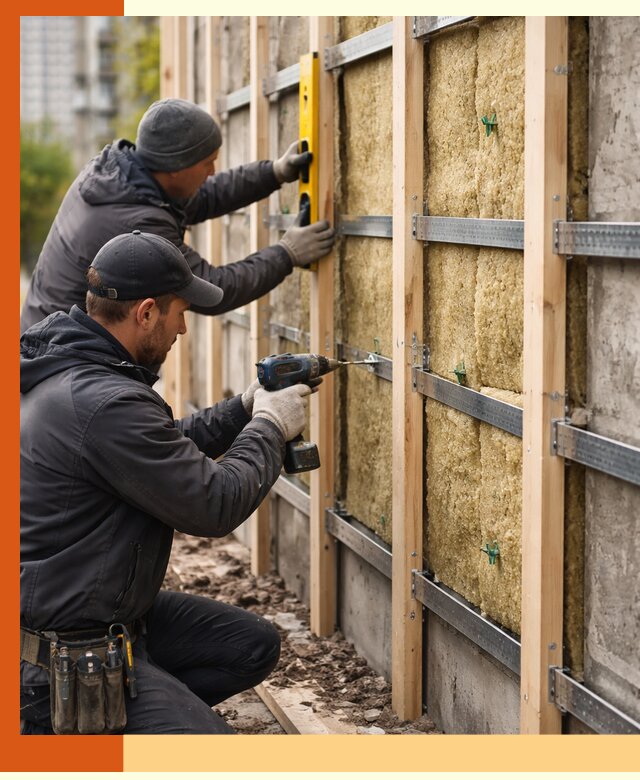 Монтаж обрешетки под утепление зданий и квартир в Арсеньеве